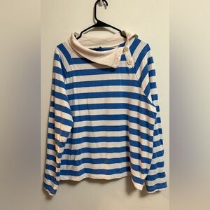 J. Crew Blue and Cream Striped Polo XL‎